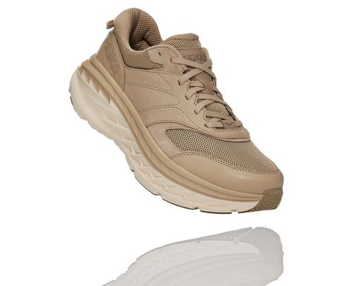 Hoka One One Dame/Herre Nøytrale Bondi Lær Road Løpesko Dune/Oxford Tan Norge-40CWO